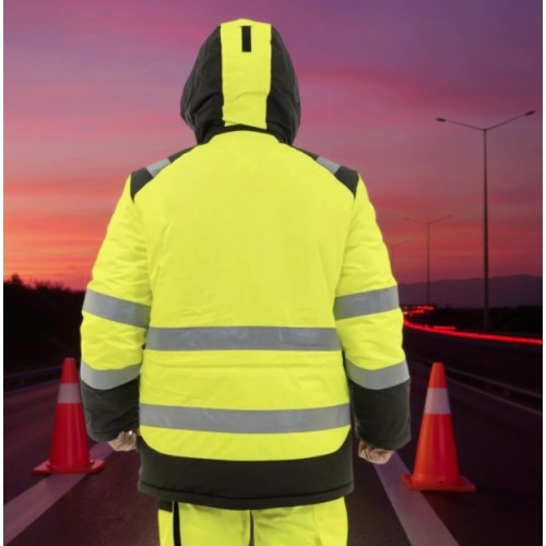 Зимняя сигнальная куртка-парка Brodeks KW 217, желтый/черный