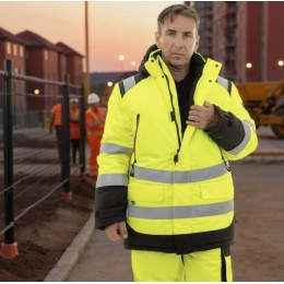 Зимняя сигнальная куртка-парка Brodeks KW 217, желтый/черный