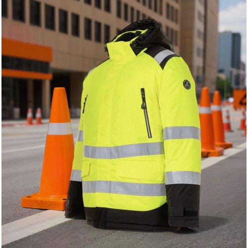 Зимняя сигнальная куртка-парка Brodeks KW 217, желтый/черный